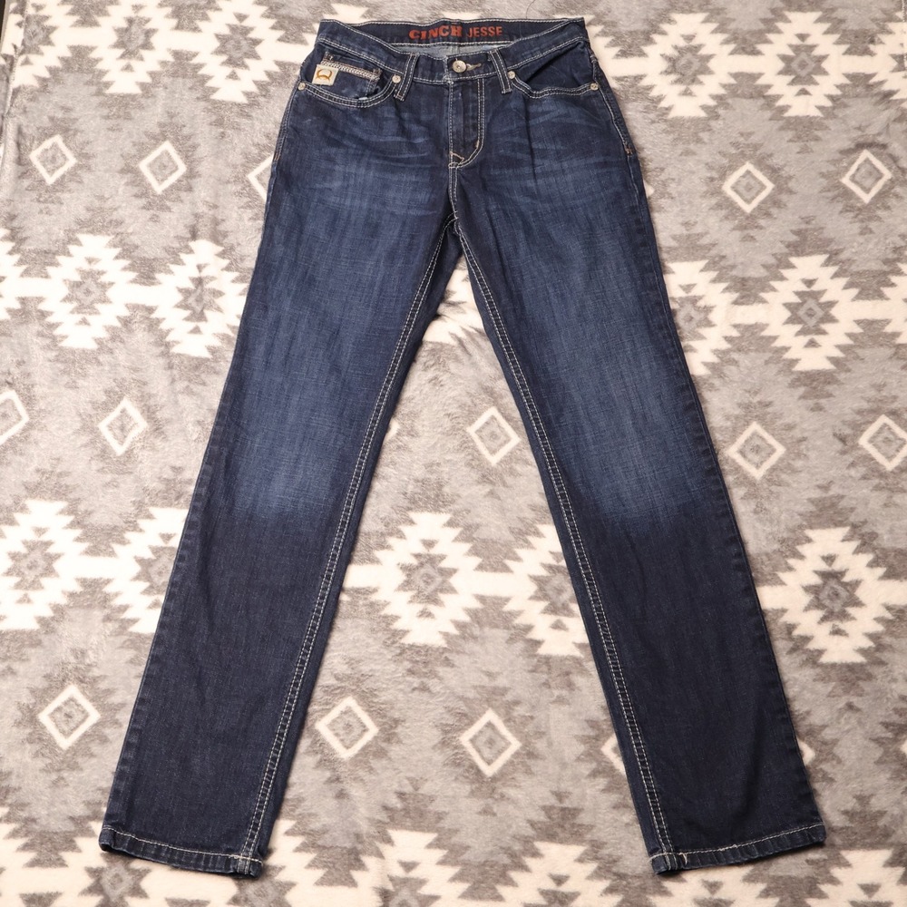 Cinch Jesse Slim Fit Jeans Mens 28x32 Dark Wash Blue Denim Cowboy Rodeo